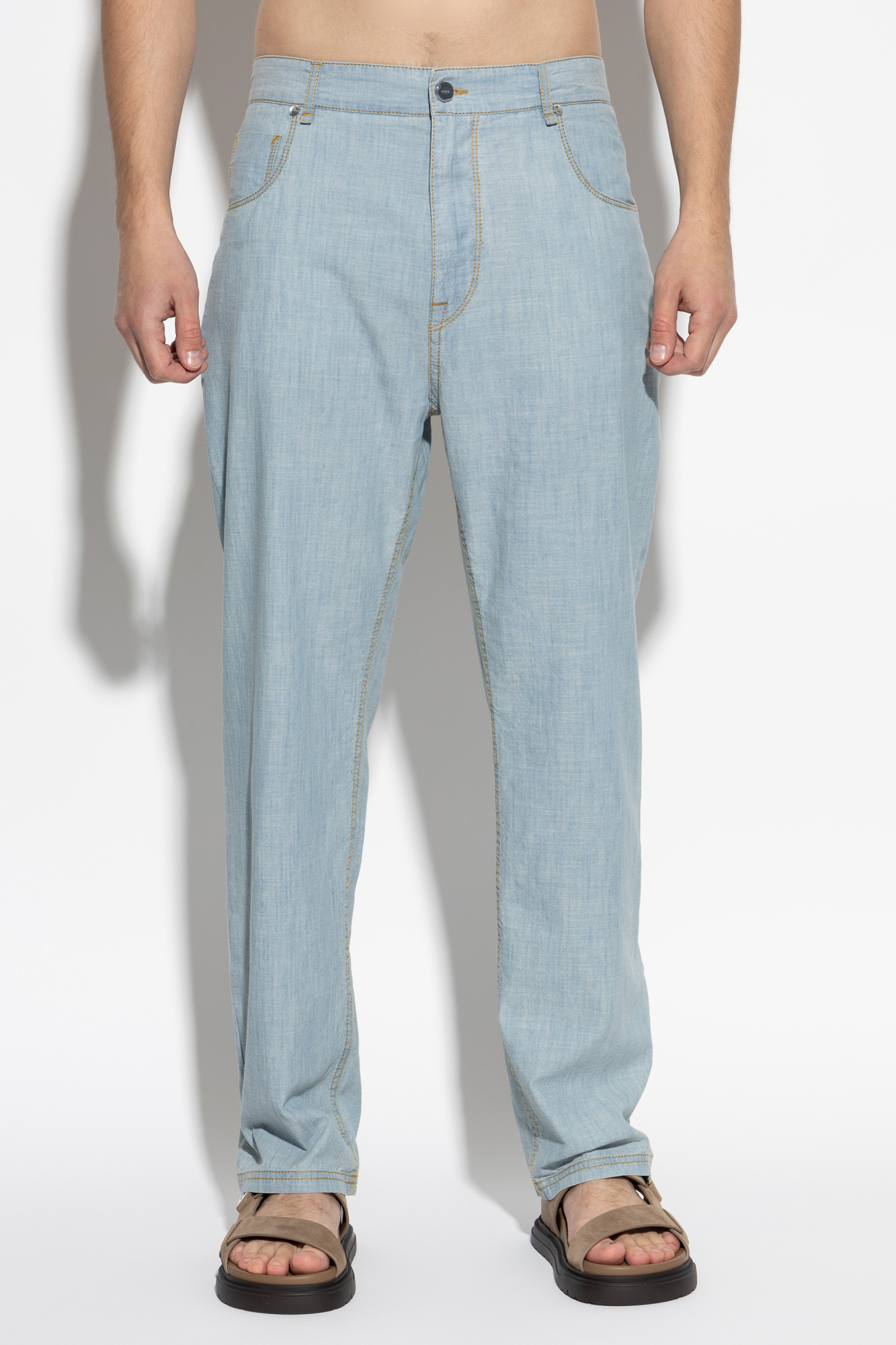 デニム・ジーパン Fendi Straight-Fit Denim Trousers With Iconic Fendi Patch Fendi Straight-leg jeans | Men's Clothing | Vitkac
